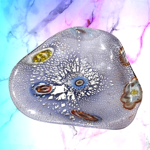 MURANO GLASS Vintage Tutti Frutti Silver Infused Trinket...